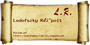 Ledofszky Rápolt névjegykártya